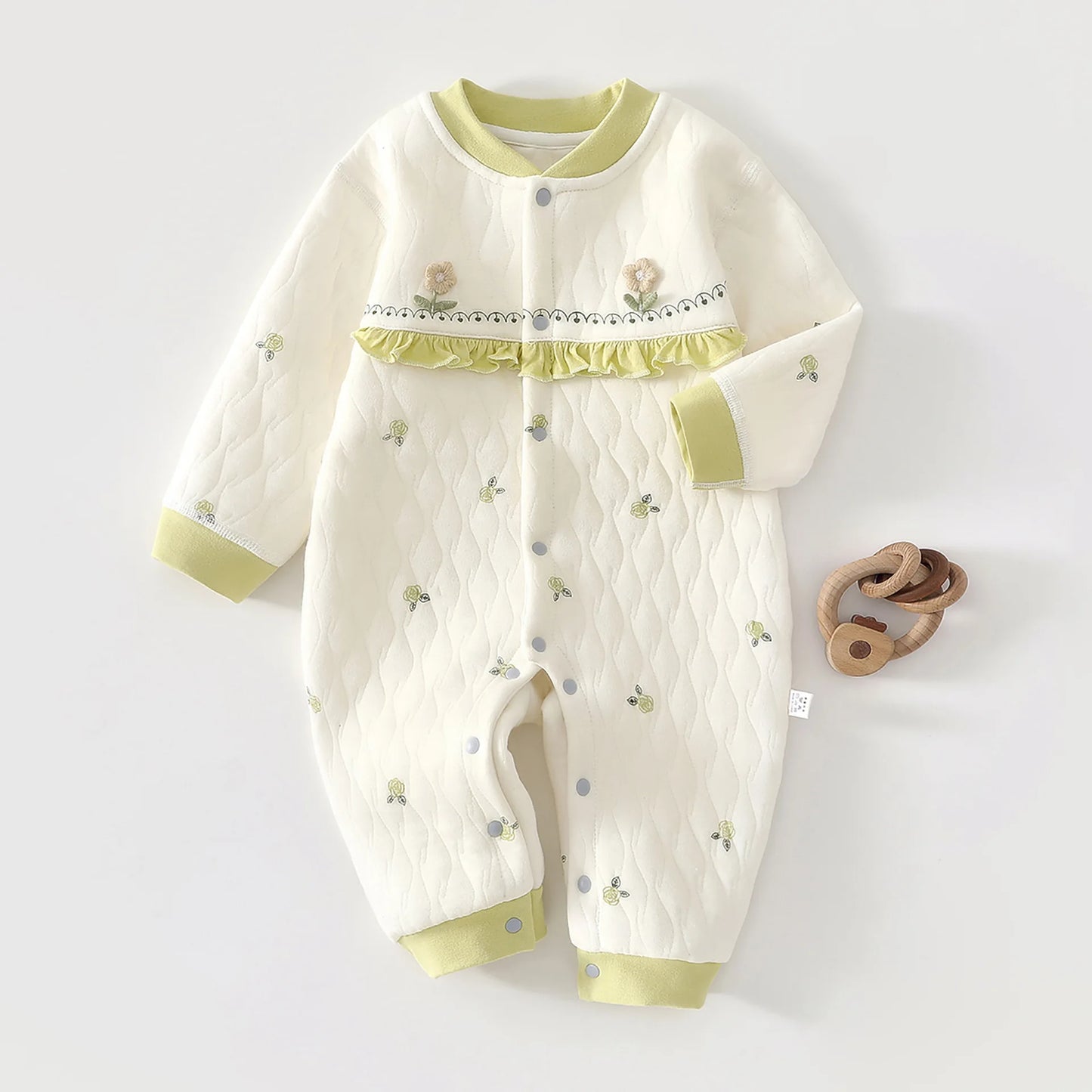 Baby Thick Cotton Jumpsuit | Three-Layer Warm Crawling Suit Autumn Winter 0-18M