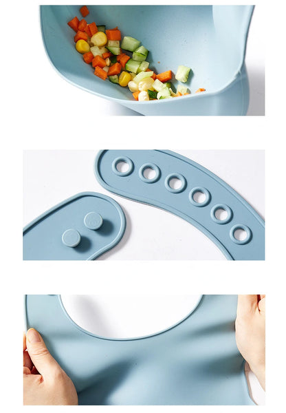 Silicone Baby Bib | Adjustable Waterproof Feeding Bib for Newborns & Toddlers, BPA-Free