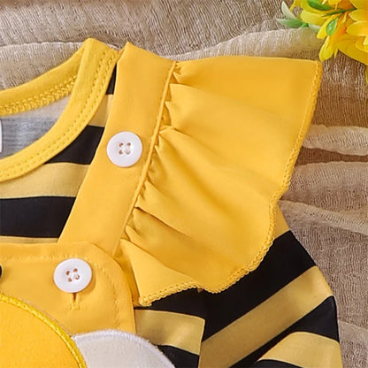 Baby Girl Embroidery Romper & Suspender Dress Set with Headband | 0-18 Months