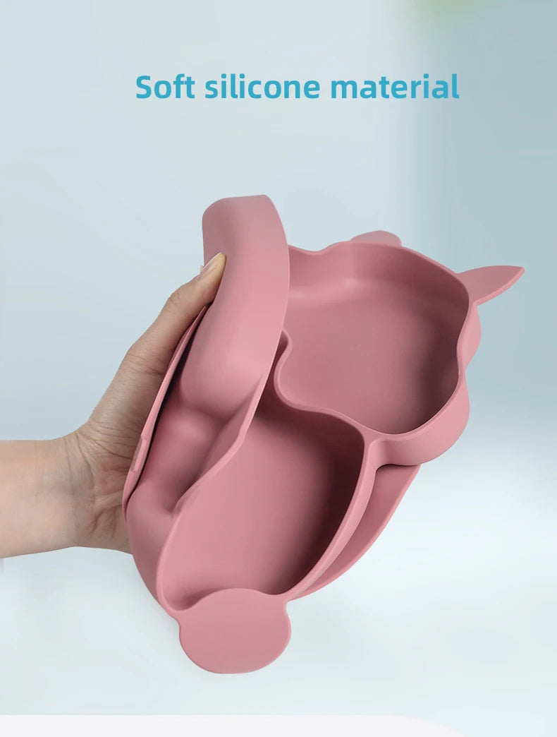 3-Piece Baby Silicone Feeding Kit | Bib, Divided Plate & Spoon Set | BPA-Free