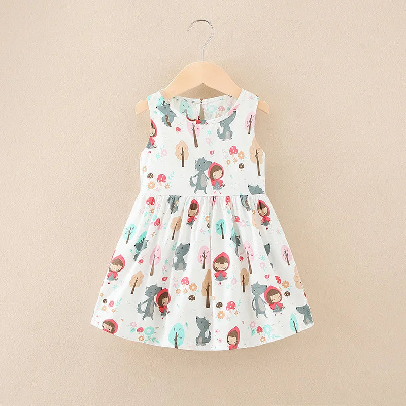 Girls Cotton Flower Dress | Sleeveless Princess Party Dress