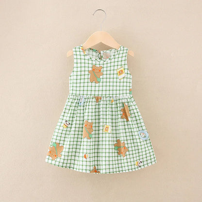 Girls Cotton Flower Dress | Sleeveless Princess Party Dress