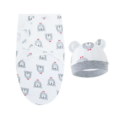 Baby Blanket & Hat Set | Cartoon Cotton Swaddle for Newborns 0-6 Months