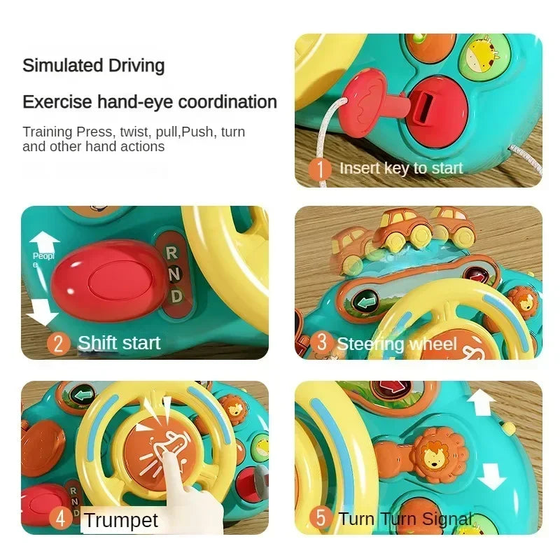 Baby Steering Wheel Toy | Electric Simulate Driving Toy for 0-36 Months
