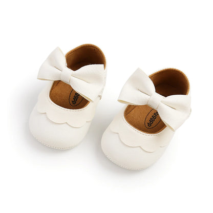 Baby Girls Bow Knot Soft Sole Princess Shoes | First Walker Flat Shoes 0-18 Months