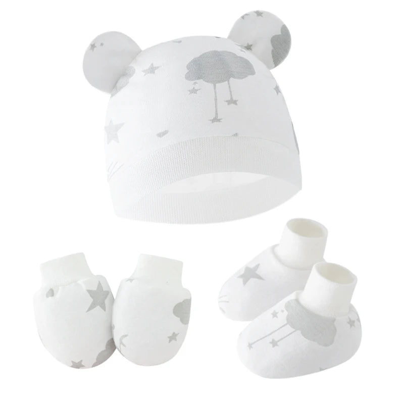Baby Hat, Anti-Scratch Gloves & Socks Set | Newborn Essentials 0-6 Months