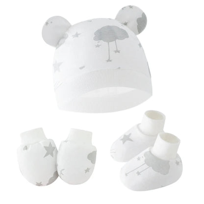 Baby Hat, Anti-Scratch Gloves & Socks Set | Newborn Essentials 0-6 Months