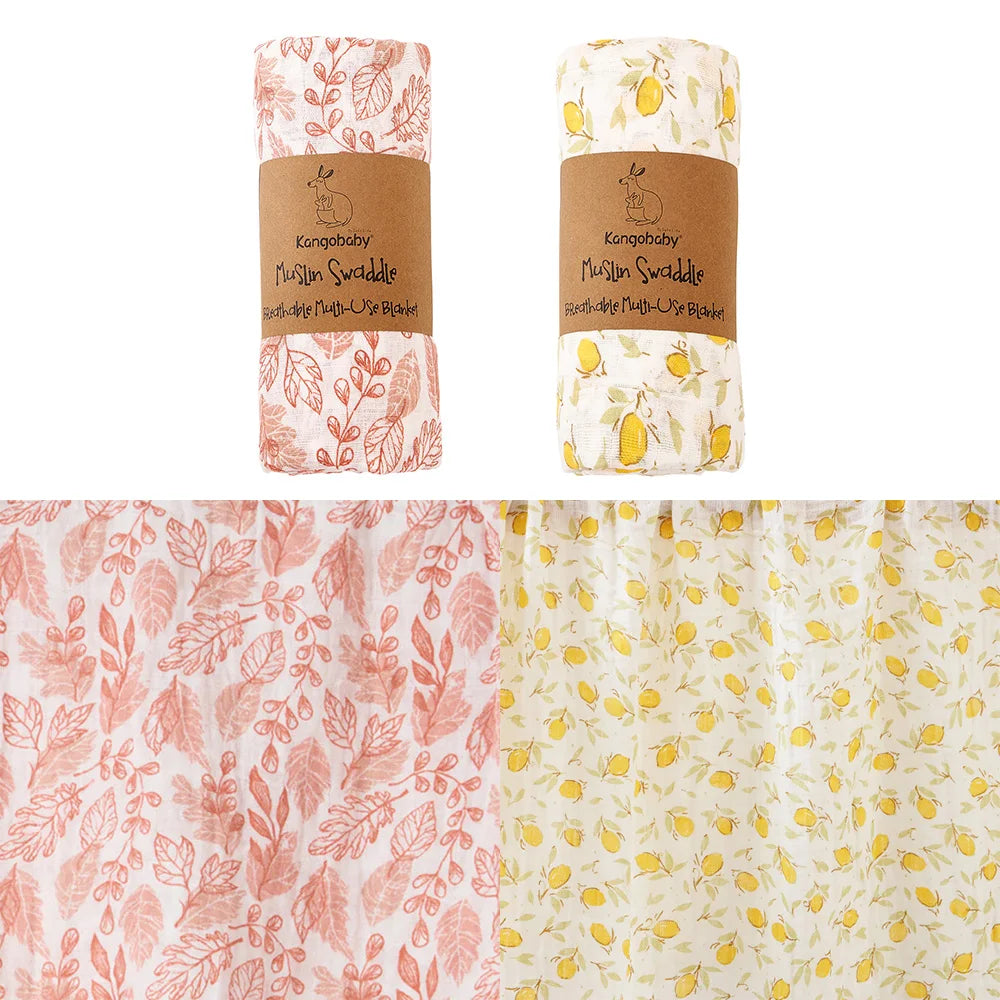 Baby Muslin Swaddle Blanket Set of 2 | 100% Cotton Newborn Wrap