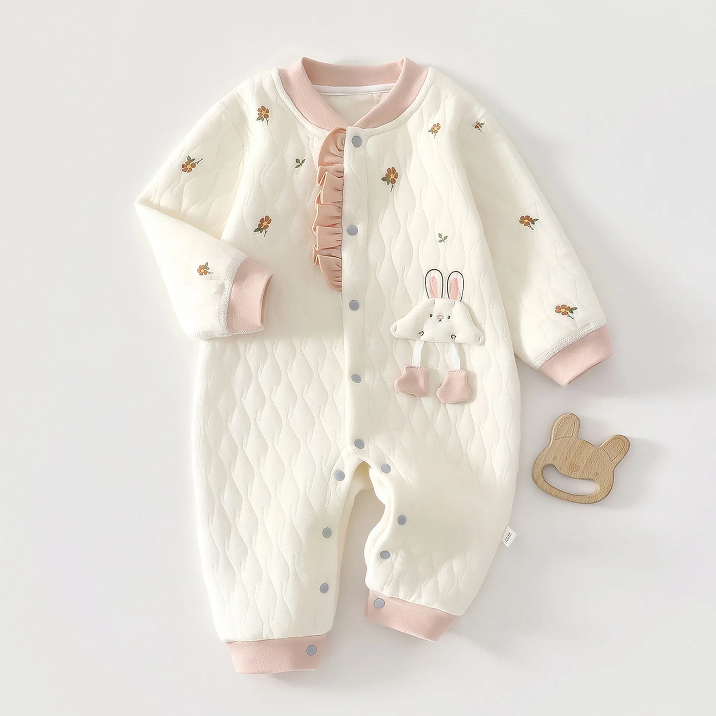 Baby Thick Cotton Jumpsuit | Three-Layer Warm Crawling Suit Autumn Winter 0-18M