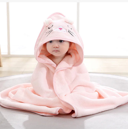 Cartoon Animal Baby Hooded Bath Towel | Soft Newborn Bathrobe for Boys & Girls