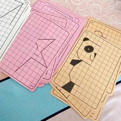 Kids Montessori Symmetrical Drawing Cards | Pen Control Training Set (20 Patterns)