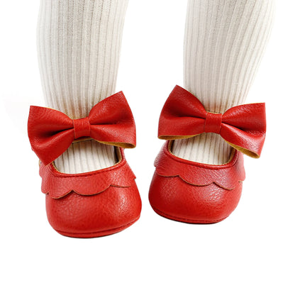 Baby Girls Bow Knot Soft Sole Princess Shoes | First Walker Flat Shoes 0-18 Months