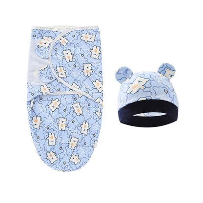 Baby Blanket & Hat Set | Soft Cotton Newborn Swaddle Wrap