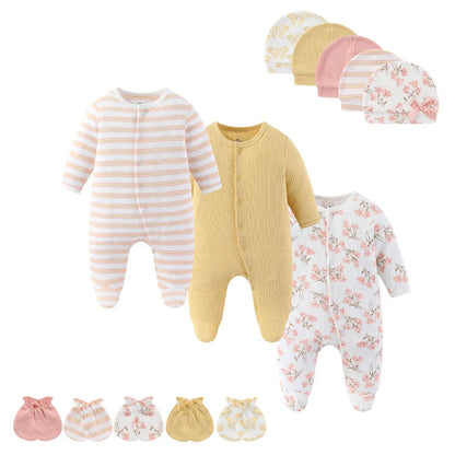 13-Piece Newborn Baby Gift Set | Rompers, Hats & Gloves 100% Cotton 0-12M