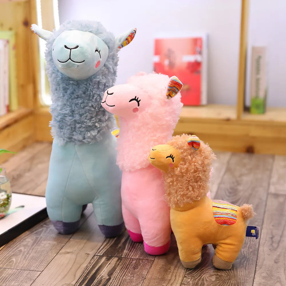Kawaii Alpaca Llama Plush Toy | Soft Stuffed Smiling Animal Doll | 4 Colours | 25cm