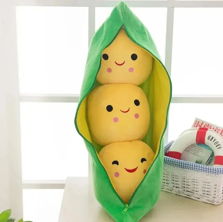 Kawaii Pea Pod Plush Toy | Soft 25cm Stuffed Plant Pillow for Kids
