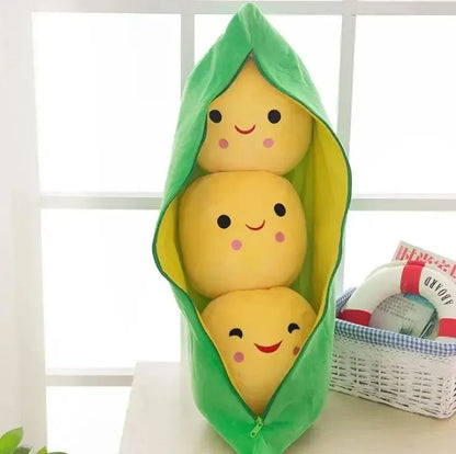 Kawaii Pea Pod Plush Toy | Soft 25cm Stuffed Plant Pillow for Kids