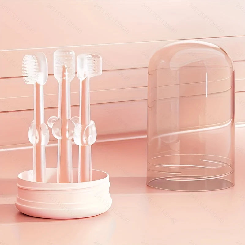 Baby & Toddler Toothbrush Set | 360° Silicone Soft Toothbrush & Tongue Cleaner | 4 Colours