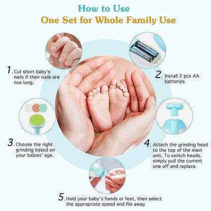 Electric Baby Nail Clipper with LED Light | 4-Speed Quiet Trimmer for Newborns