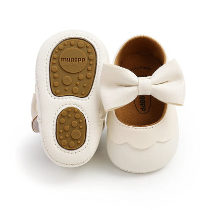 Baby Girls Bow Knot Soft Sole Princess Shoes | First Walker Flat Shoes 0-18 Months