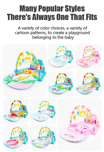Baby Music Play Gym & Activity Mat | Piano Keyboard & Hanging Toys
