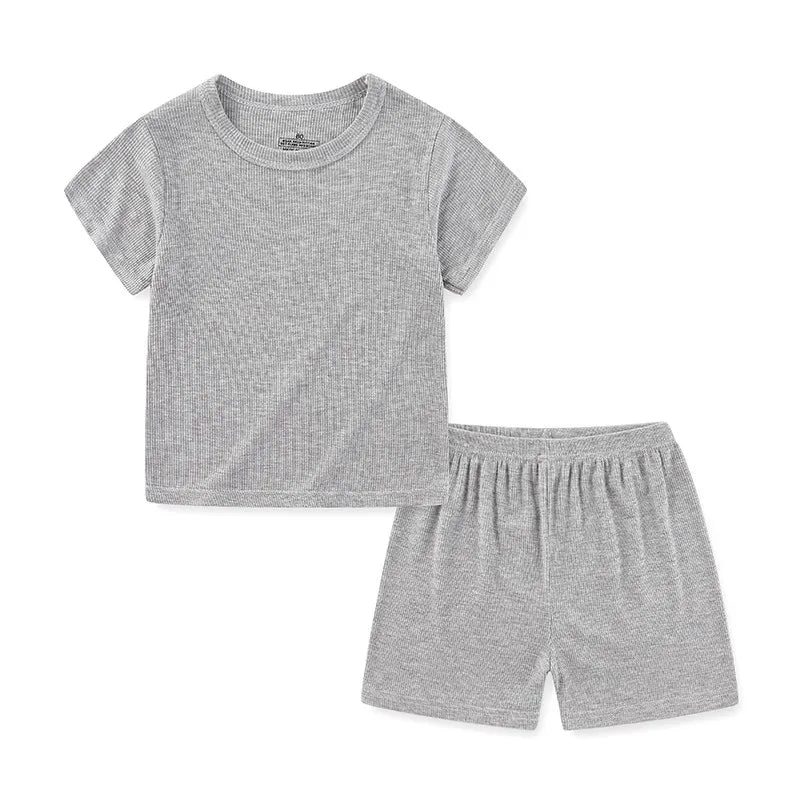 Kids Cotton 2-Piece Outfit Set | Short Sleeve Top & Shorts 12 Months–5 Years