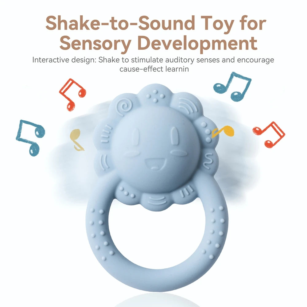 Silicone Bear Teether Rattle | Food-Grade Sensory Hand Bell for Babies 0–12 Months