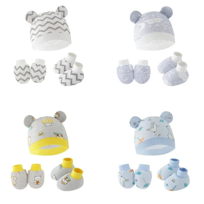 Baby Hat, Anti-Scratch Gloves & Socks Set | Newborn Essentials 0-6 Months