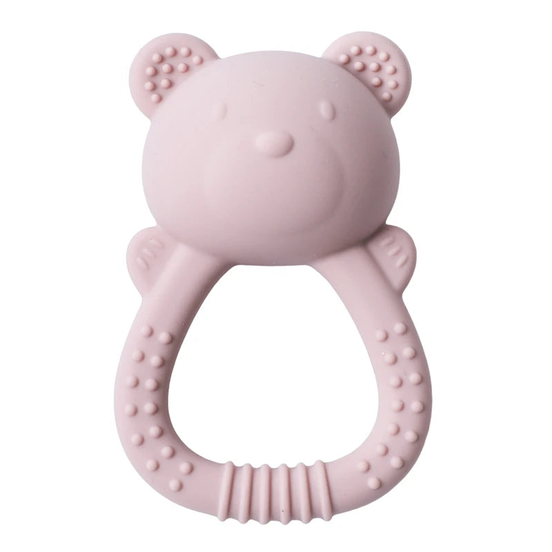 Silicone Bear Teether Rattle | Food-Grade Sensory Hand Bell for Babies 0–12 Months