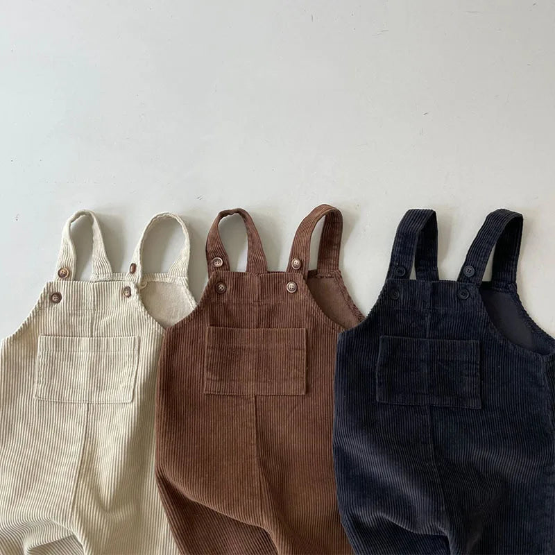 Baby Corduroy Overalls — Sleeveless Strap Jumpsuit, Unisex