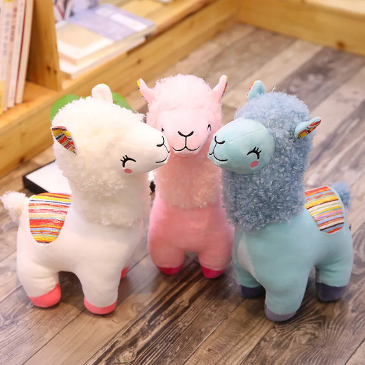 Kawaii Alpaca Llama Plush Toy | Soft Stuffed Smiling Animal Doll | 4 Colours | 25cm