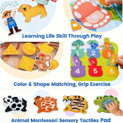 Montessori Giraffe Busy Book | Sensory Learning Quiet Book for Toddlers Ages 3-6