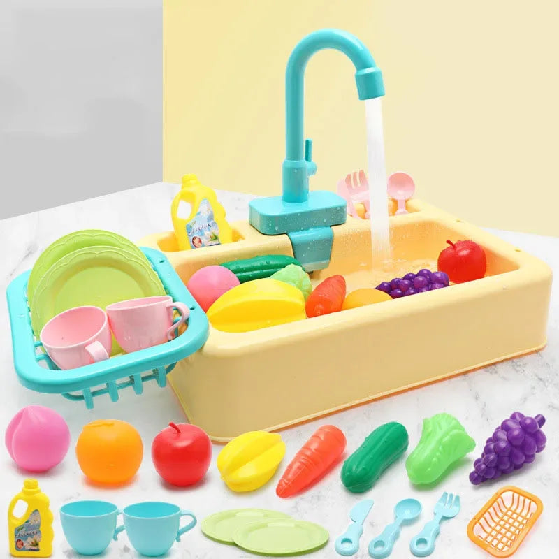 Kids Kitchen Sink Toy | Pretend Play Dish Wash Set for Children