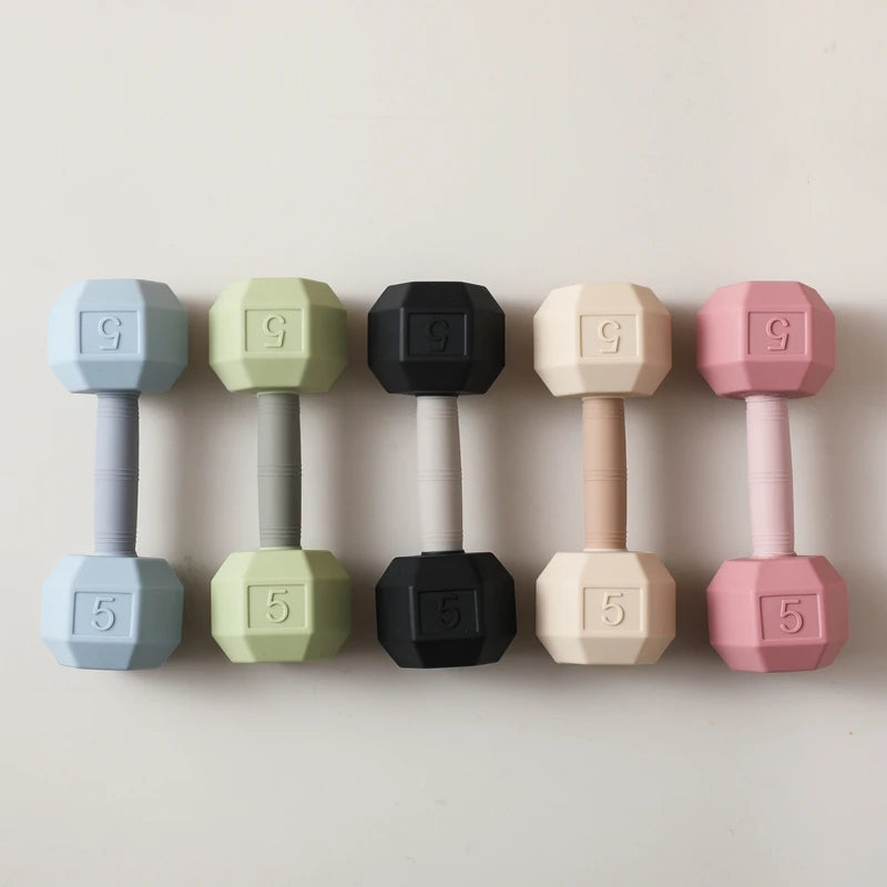 Silicone Baby Dumbbell Rattle | Cartoon Sensory Crib Toy for Newborns 0–12 Months