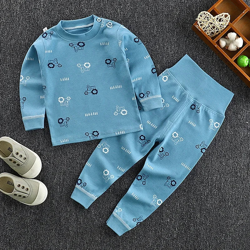 Kids Cotton Pyjama Long Johns Set | High Waist Underwear 9M-6 Years
