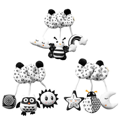 Baby Spiral Plush Hanging Toy with Rattle & Squeaker