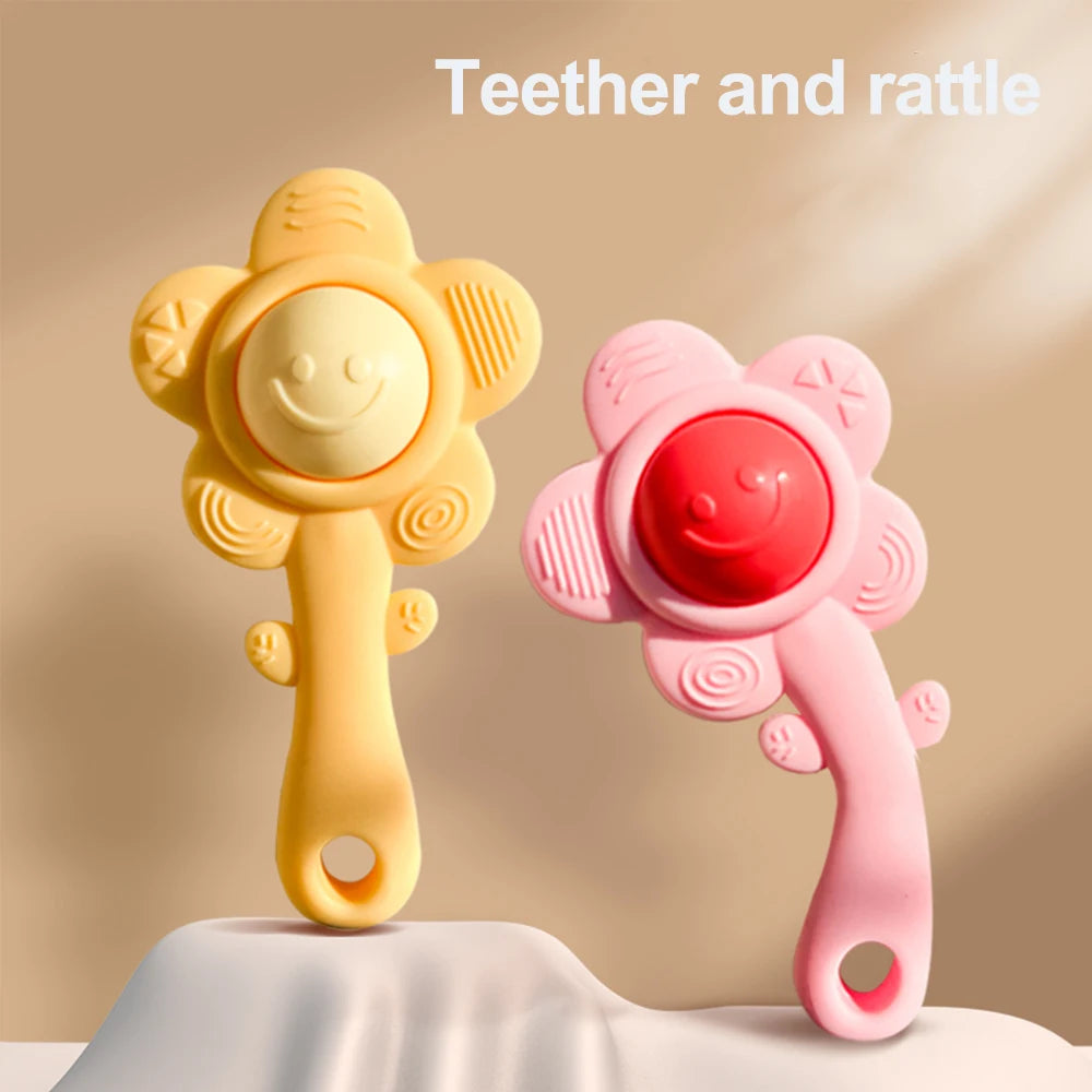 3-in-1 Baby Teething Rattle | Chewable Sensory Toy for Newborns & Infants