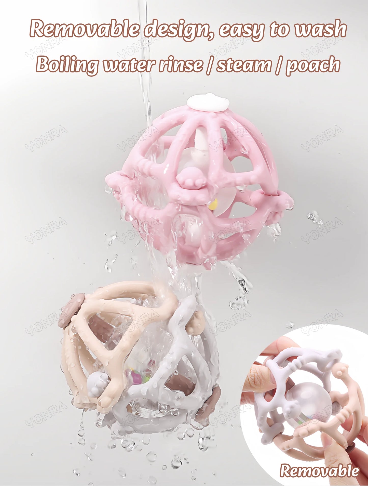 Sensory Montessori Rattle Ball — Silicone Baby Teether Toy