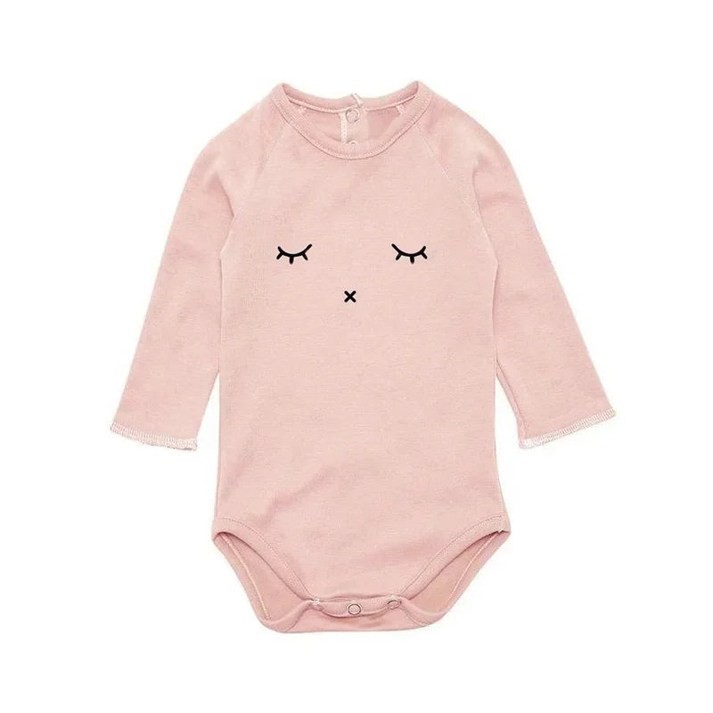 Newborn Romper — Organic Cotton Floral Print, Long Sleeve