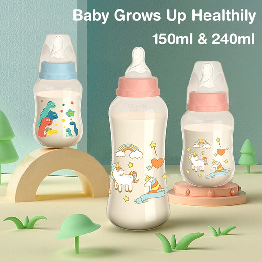 Baby Bottle with Gravity Ball & Handle | 150/240ml Anti-Spill Newborn Feeding Bottle, BPA-Free