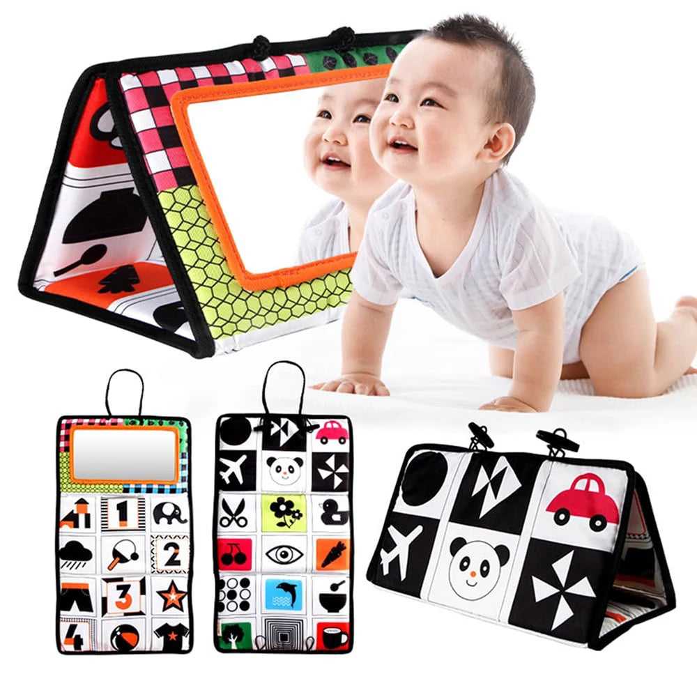 Baby Black & White Tummy Time Mirror Toy | Montessori Sensory Development Toy 0–12 Months