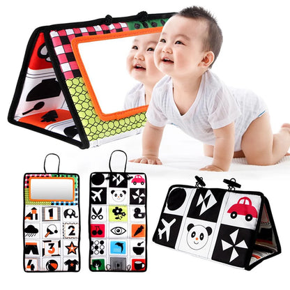 Baby Black & White Tummy Time Mirror Toy | Montessori Sensory Development Toy 0–12 Months