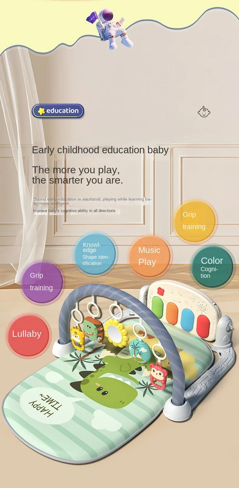 Baby Activity Gym Play Mat | Multifunctional Crawling & Sensory Mat for Infants