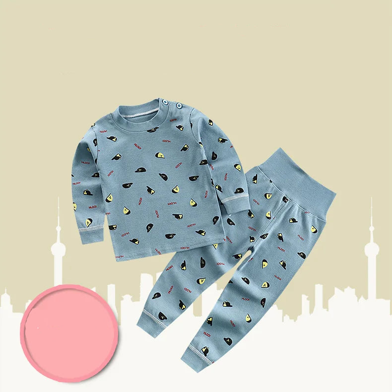 Kids Cotton Pyjama Long Johns Set | High Waist Underwear 9M-6 Years