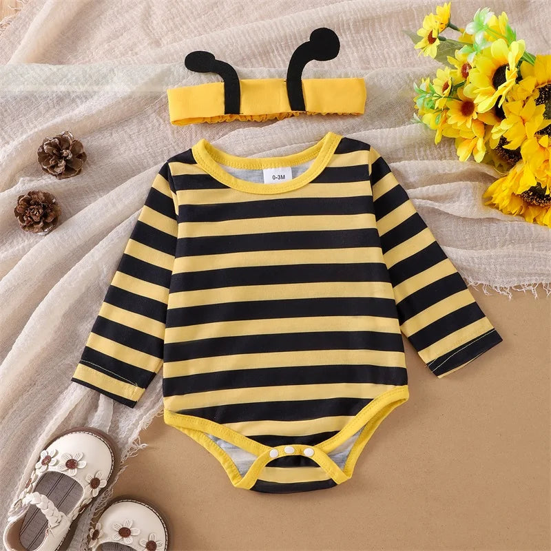 Baby Girl Embroidery Romper & Suspender Dress Set with Headband | 0-18 Months
