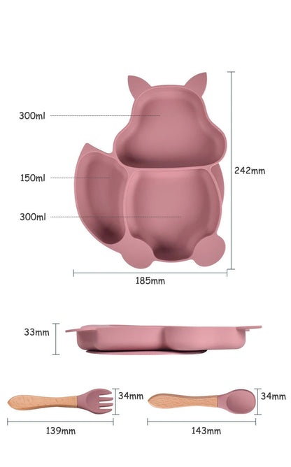3-Piece Baby Silicone Feeding Kit | Bib, Divided Plate & Spoon Set | BPA-Free
