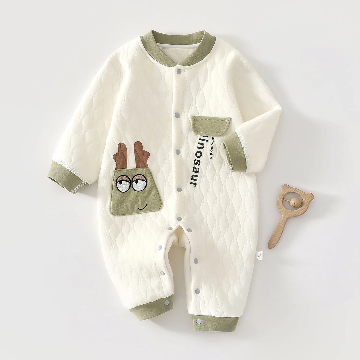 Baby Thick Cotton Jumpsuit | Three-Layer Warm Crawling Suit Autumn Winter 0-18M