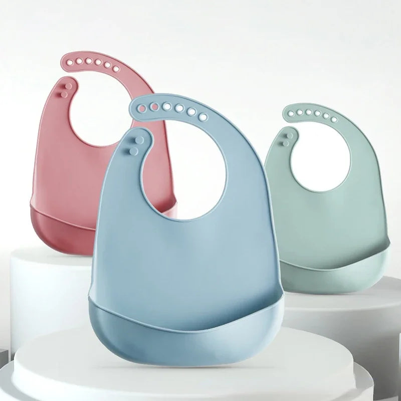 Silicone Baby Bib | Adjustable Waterproof Feeding Bib for Newborns & Toddlers, BPA-Free