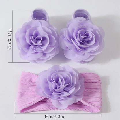 Baby Girl Flower Socks & Headband Set | Soft Knitted 2-Piece 0-12 Months