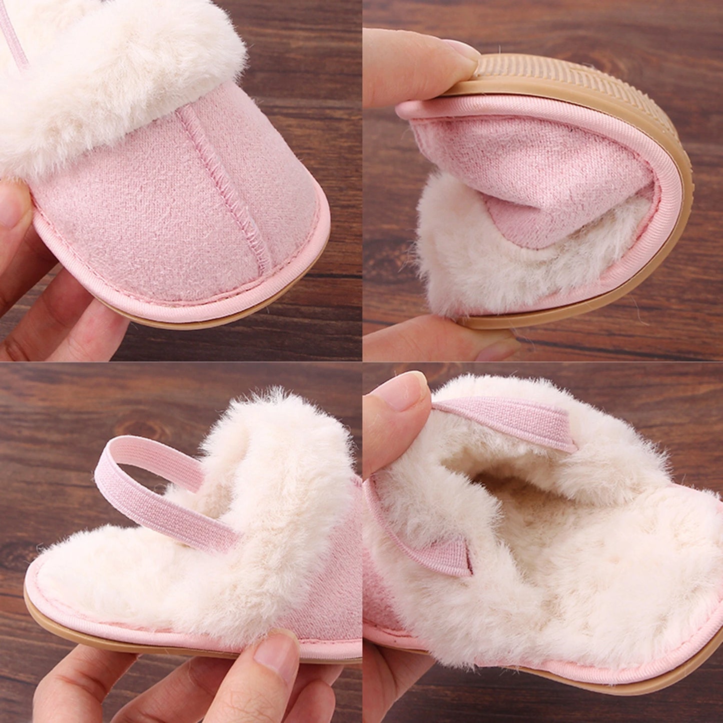 Baby & Toddler Fluffy Plush Slides | Soft Non-Slip House Slippers 0-18 Months